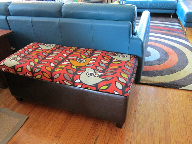 a new, upholstered top for the storage ottoman