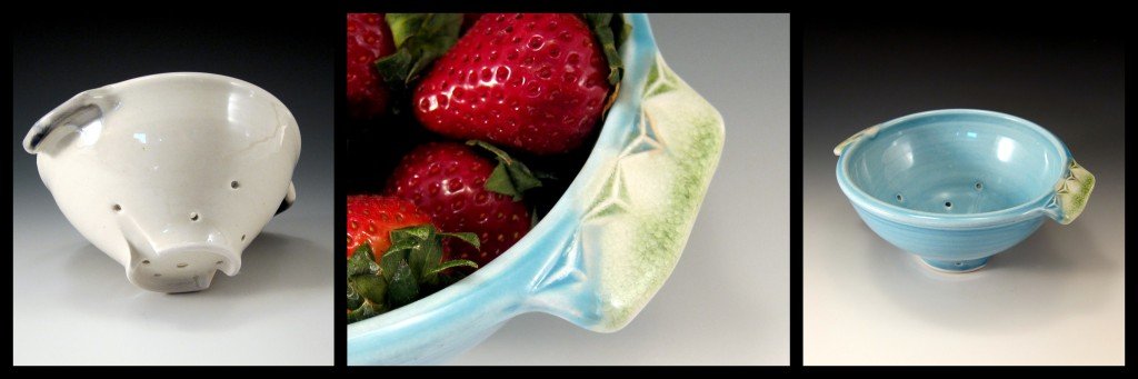 handmade porcelain berry bowl colander emily murphy pottery 