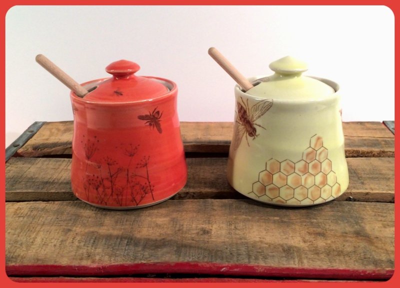Emily Murphy Pottery porcelain honey pots